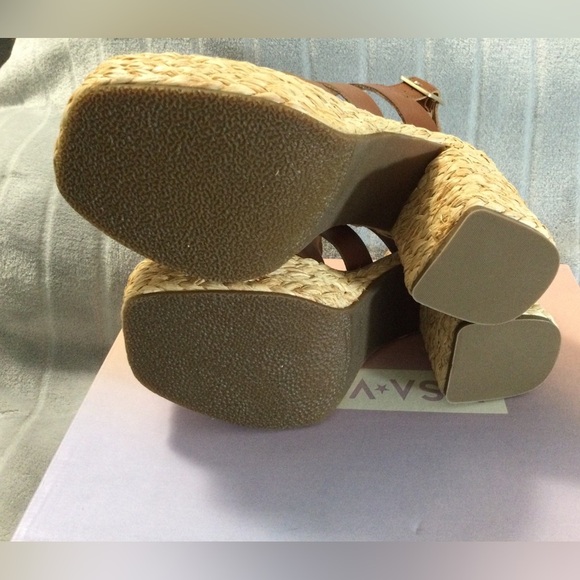Lisa Vicky Just Strappy Platform Cognac Sandals Size 6 M - Picture 7 of 12